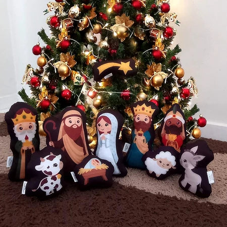 Presépio Completo Em Almofada Tipo Naninhas - 10 Itens