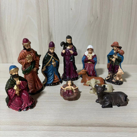 Presépio de Natal em Resina – Kit Completo com 10 Peças 10cm